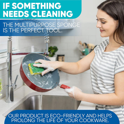 Blue Turtle Multipurpose Sponges – All Surface Cleaning Sponges – Premium Multifunction Scrub Sponge – Odor Resistant Sponges for Cleaning Stains,...