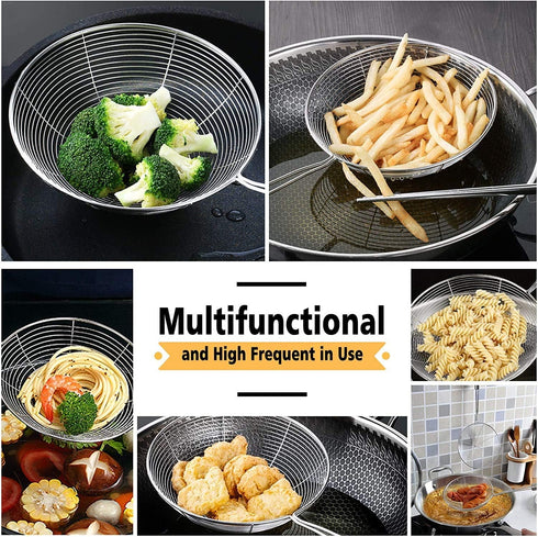 Versatile Stainless Steel Spider Strainer/Skimmer/Ladle for Cooking and Frying, Chirano Kitchen Gadgets Wire Strainer Pasta Strainer Spoon (6 Inch...