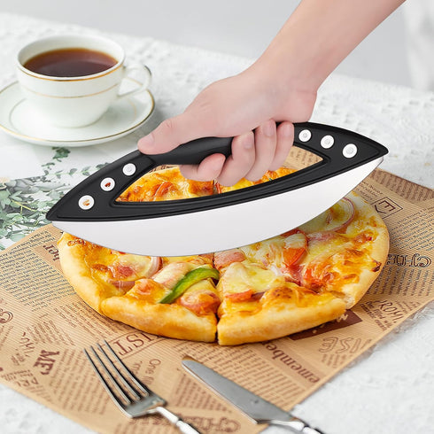 Pizza Cutter, 12" Pizza Cutter Rocker with Blade Cover For Kitchen And Commercial Use, Stainless Steel Pizza Knife Slicer for all Types of Quesadi...