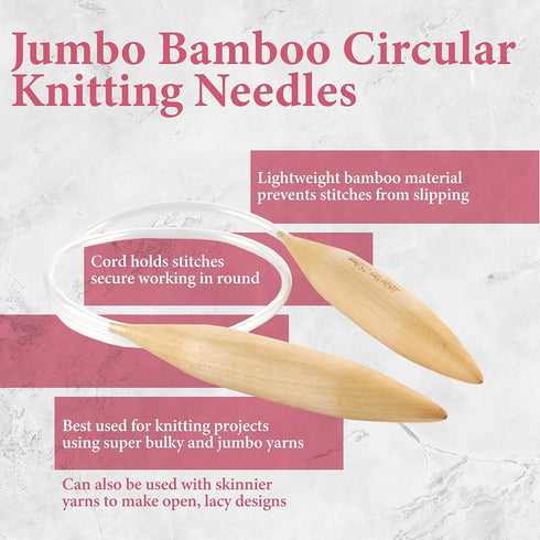 JubileeYarn Jumbo Bamboo Circular Knitting Needle Sets - US 50 (25mm)...