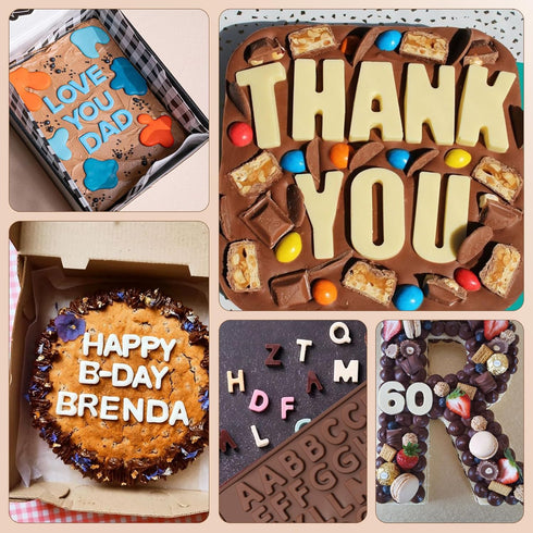 Silicone Letter Mold and Number Chocolate Molds with Happy Birthday Cake Decorations Symbols 2pcs...