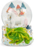 Elanze Designs Castle Unicorn with Green Dragon Tabletop Figurine Decoration 100MM Sturdy Glitter Water Wind Up Musical Snow Globe Plays Tune You ...