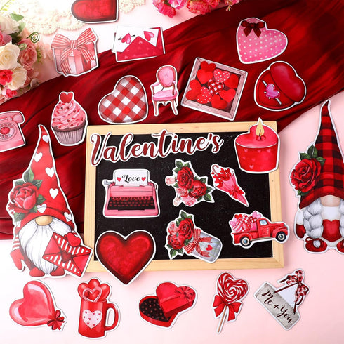 30 Pcs Valentine's Day Refrigerator Magnets Refrigerator Sticker Gnome Heart Love Garage Door Magnets Sticker Car Reflective Magnet for Valentine'...