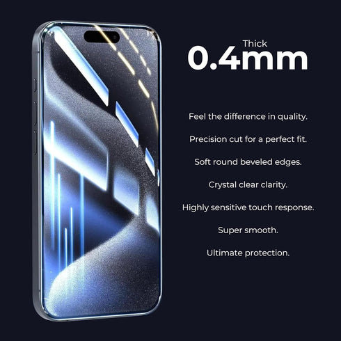 Screen Protector + Camera Lens Protector for Apple iPhone 15 Pro Max 6.7" - 2 Pack, Clear, 9H, Bubble Free, Case Friendly, 0.4MM Thick Tempered Gl...