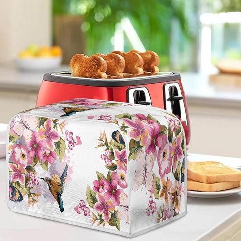Hummingbird Flower Toaster Cover 2 Slice Fits for Most Standard Carrying Toaster, Anti-Dust Small Appliance Cover, Washable Kitchen Broiler Cover...