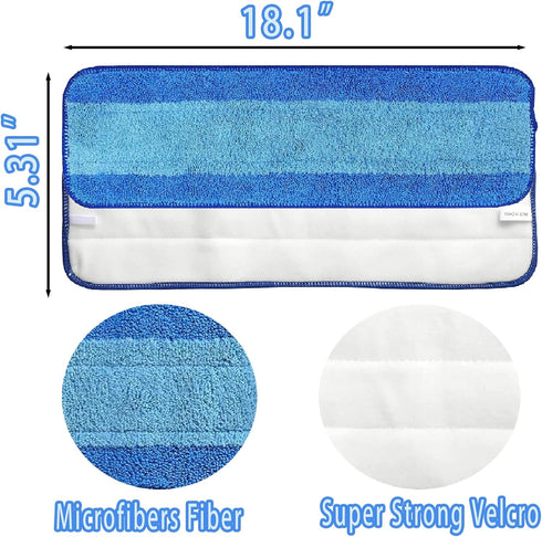 4Pack Reusable Microfiber Mop Pads for Bona Mop, Bona Hardwood & Hard-Surface Floor Cleaner, 18" Cleaning Mop Refill Pad Washable Wet Dry Pads Swe...