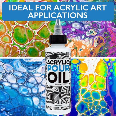IMPRESA Acrylic Pouring Oil - 100% Silicone - Ideal Silicone Lubricant for Art Applications - Large 4 Ounces (Includes Pipette) - Made in The USA...