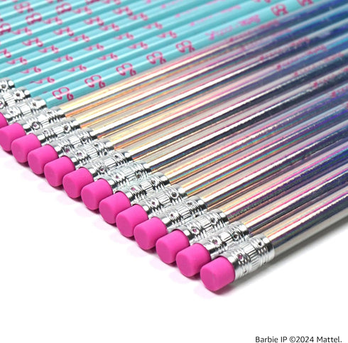 Yoobi Barbie X 2 Pencils – Pre-Sharpened Pencils with Pink Erasers in Cute Pastel & Metallic Colors with the Iconic Barbie Logo – Fun School & Off...
