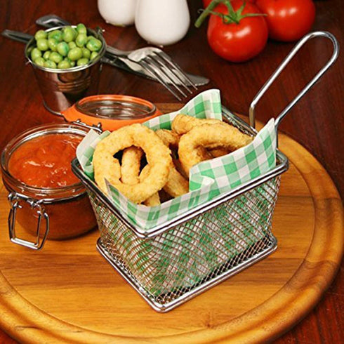 Best Utensils Chips Fry Baskets Stainless Steel Fryer Basket Strainer Serving Food Presentation Cooking Tool French Fries Basket (Large 5 inches)...