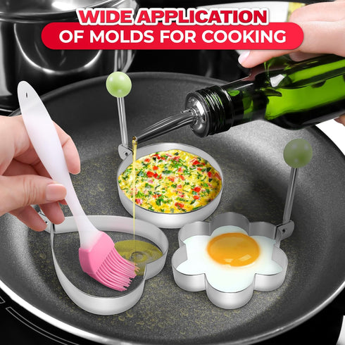 5Pcs Stainless Steel Ring Molds for Cooking Egg - Pancake Shapes Cooking Rings Egg Rings for Frying Eggs Round Egg Cooker Ring - Egg Ring Mold Coo...