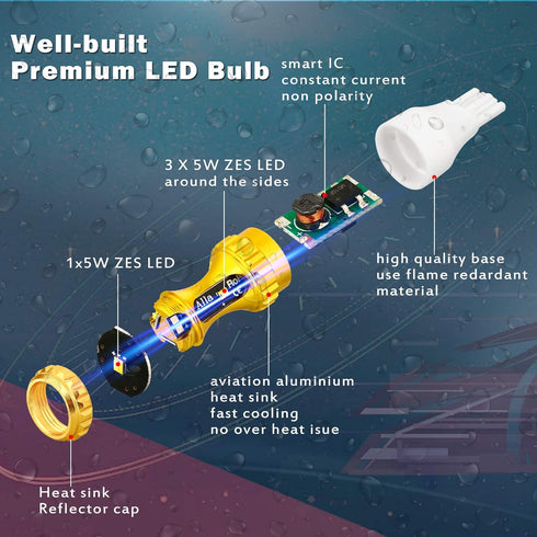 Alla Lighting 3000lm ZES 912 921 LED Reverse Lights Bulbs Xtreme Super Bright 12V SMD T10 T15 906 W16W LED Back-Up Light, 6000K Xenon White...