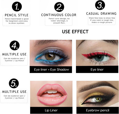 12Pcs Lot Set 12 Colors Eyeliner Pencil Waterproof Eyebrow Pencil Cosmetics with a Pencil Sharpener...