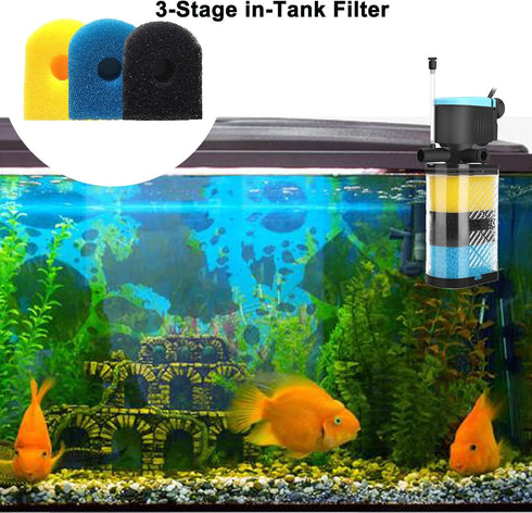 Aquarium Filter Replacement Sponge, Fish Tank Filter Replacement Parts, Including 2 x Coarse Sponge, 2 x Fine Sponge 4 x Black Sponge...