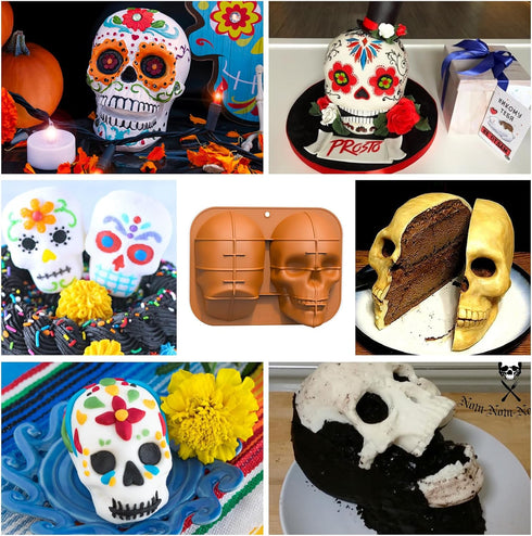 3d Skull Cake Molds for Baking, Cake Molds for Halloween, Food Grade Silicone DIY Large Skull Cake Pan for Birthday,Halloween and all parties....