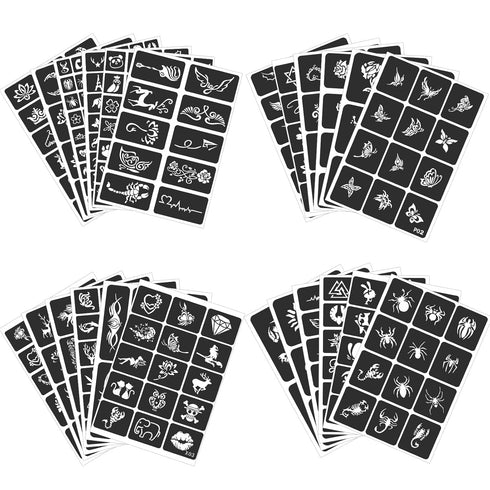 Tattoo Stencils For Kids Teens Adults, 24 Sheets Henna Tattoo Stencil Kit, 400 Tattoos Design, Tattoo Stencils for Real Tattoos, Airbrush Tattoo S...