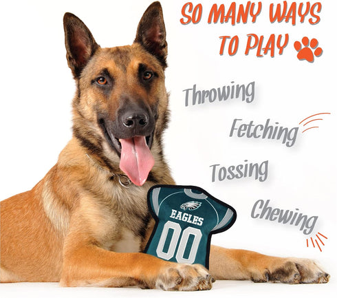 The 1st Ever Tough but Smooth Dog Toy NFL Philadelphia Eagles Football Jersey Tough Pet Toy. A Premium Quality Doggie Toy with Built-in Squeaker. ...