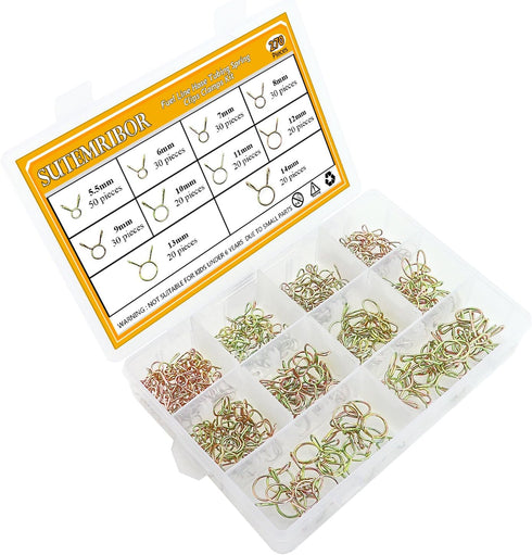 270 Pieces 10 Sizes Fuel Line Hose Tubing Spring Clips Clamps Assortment Kit for Motorcycle Scooter ATV, 5.5-14mm...