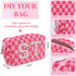 6 Pcs Preppy Makeup Bag Bulk Checkered Cosmetic Bag Pink Makeup Pouch Personalize Travel Toiletry Bag Organizer Cute DIY Makeup Brushes Storage Ba...