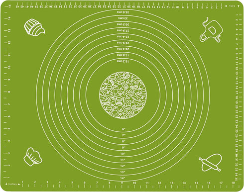Silicone Baking Mat for Pastry Rolling Dough with Measurements, 19.7" x 15.7" BPA Free Non stick and Non Slip Green Table Sheet Baking Supplies fo...