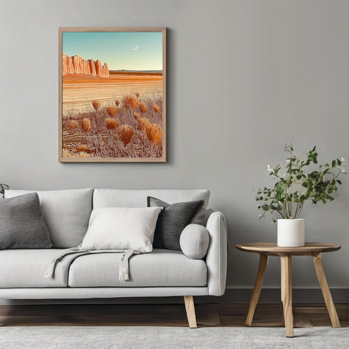 Posterizer 1 pcs-A mystical desert scene with a crescent moon-Landscape & Nature Art-Workplace & Office Art-Living Room Bedroom Decor- unframed wa...