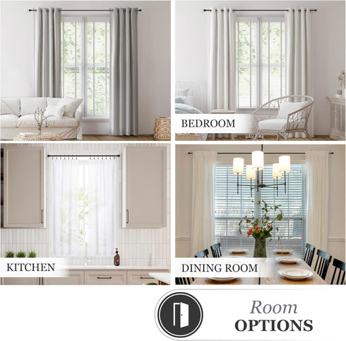 Kenney Kiera Crown Window Curtain Rod, Adjustable Curtain Rod for Windows 28 to 48 Inches, Extendable Curtain Rod Set, Matte Black Curtain Rod...