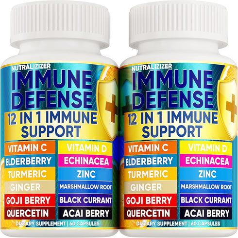 12 in 1 Premium Immune Defense Vitamins - Immune Supplement w/ Vitamin D3 5000 IU Vitamin ? 1000mg Zin? 50mg - Luxe Choice for Premium Immune Supp...
