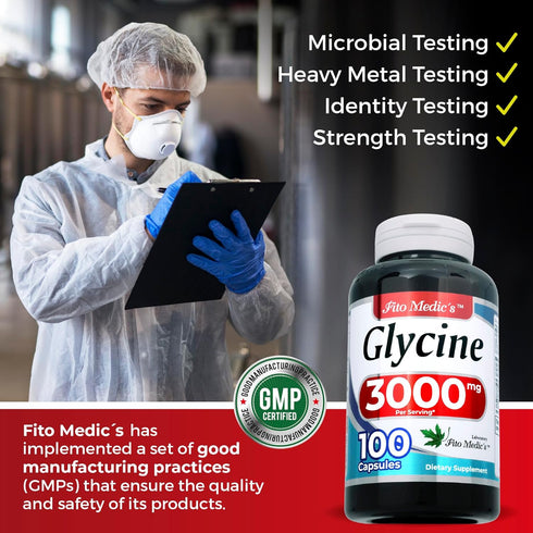 FITO MEDIC'S Lab | glycine | glycine capsules |100 capsules | 3000 mg | glycine supplements | l glycine | glycine powder | Ultra high Absorption....