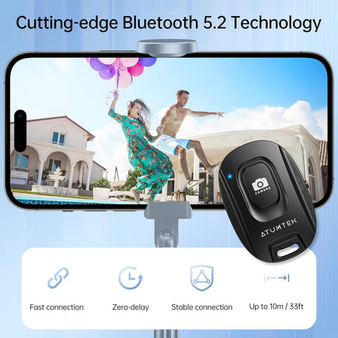 ATUMTEK Camera Remote Shutter for iPhone and Android Smartphones (2 Pack), Wireless Phone Remote Control Selfie Button for Photos and Videos (Blue...