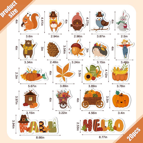 20pcs Fall Magnetic Decorations, Owls Pumpkin Fridge Magnets Autumn Theme Refrigerator Decals Happy Fall Magnets Fridge Decorations for Thanksgivi...