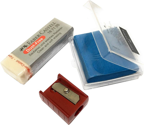 Faber-Castell 9000 Graphite Sketch Pencil Art Set (8B - 2H) with Kneaded Art Eraser, Large Dust Free Eraser and Sharpener...