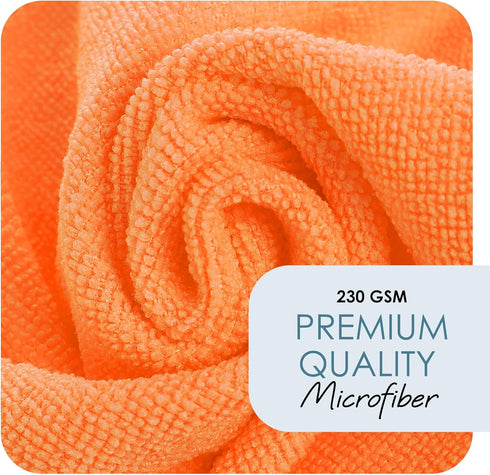 Hearth & Harbor Microfiber Cleaning Cloth, Microfiber Towels for Cars 12 Pack Washcloths, Orange Cleaning Rags, Reusable Microfiber Towel, Microfi...