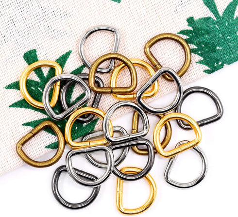 Swpeet 120Pcs 1/2 Inch - 13mm 4Colors Multi-Purpose Metal D Ring Semi-Circular D Ring for Hardware Bags Ring Hand DIY Accessories (Mixed Color, 1/...