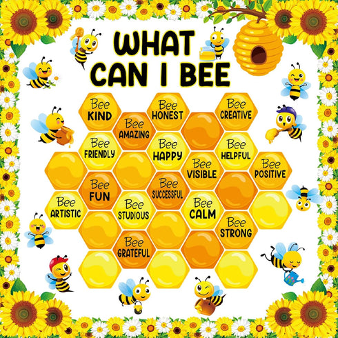 66 Pieces Bee Bulletin Board Decorations - Bee Hive Theme Cutouts Classroom Bulletin Board Decor Border Set Sunflower Cutouts for Classroom Wall B...