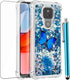 for Moto G Play 2021 Case with Tempered Glass Screen Protector,Glitter Bling Floating Liquid Sparkle Girls Women Cute Soft TPU Protective Phone Ca...