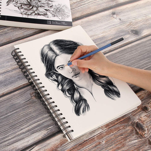 AGPTEK Sketch Book, Art Sketch Book 9''X12", 2 Packs (68lb/100g), Spiral Bound with Easy-to-Remove Pages, Great for Artists, Writers & Illustrator...