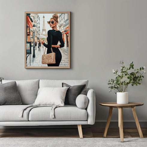 Posterizer 1 pcs-glamorous woman in stylish Parisian street 2-Inspirational Women's Art-Adventure Wall Art-Gift for Women, Fashionistas, Designer ...