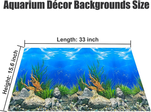 Aquarium Background Poster Water Plants 3D Coral Fish Tank Background Picture Double Sides Fish Tank Stickers 10 20 Gallon Tank 16"x 33"...