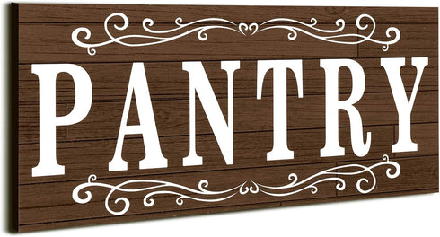 Pantry Sign Wall Decor Farmhouse Pantry Sign Wooden Rustic Retro Hanging Wooden Art Printed Decor for Home Room Holiday Decoration, 16 x 6 Inches(...