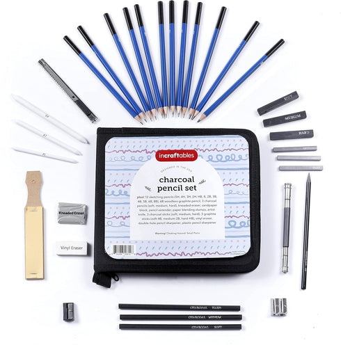Incraftables Drawing Pencils for Sketching & Shading. Art Sketch Pencils Set for Adults & kids. Drawing Supplies Sketch Kit with 21 Graphite & Cha...