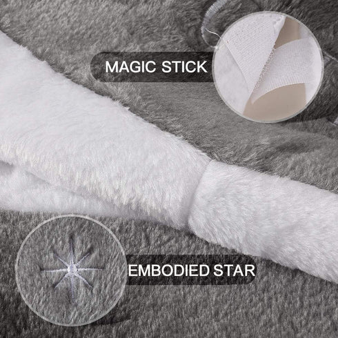 yuboo Gray Christmas Tree Skirt, 36" Faux Fur Pencil Tree Skirt Rug with White Embroidered Snowflakes for 5-6 ft Christmas Tree for Grey Christmas...