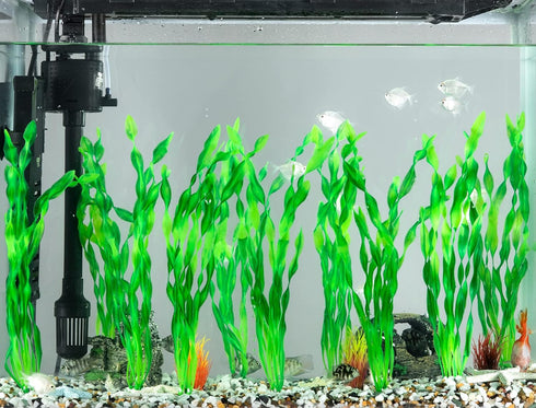 MyLifeUNIT Artificial Seaweed Water Plants for Aquarium, Plastic Fish Tank Plant Decorations 10 PCS (Green)...