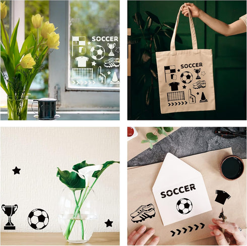 Soccer Stencil for Painting Stainless Steel Sport Football Drawing Stencils 6.15 inches Championship Trophy Football Boots Metal Stencil Soccer Th...