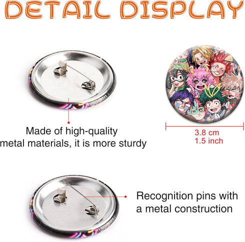 Anime Hero Button Pins Set (18Pcs 1.5 inch) Gifts Button Pins Badge Anime Decoration for Bags Backpack Accessories Supplies Crafts Decor Teens...