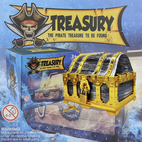 Kids Golden Frame Pirate Treasure Chest with Lock and Key, Treasures Collection Storage and Decorative Box for Kids Birthday Pirate Party Favors...