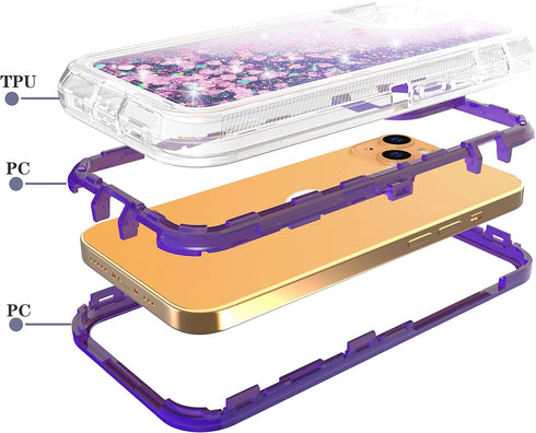 Asuwish Phone Case for iPhone 12 Mini 5.4 with Screen Protector Bling Liquid Glitter Clear Hybrid Silicone Military Grade Protective Heavy Duty Ce...