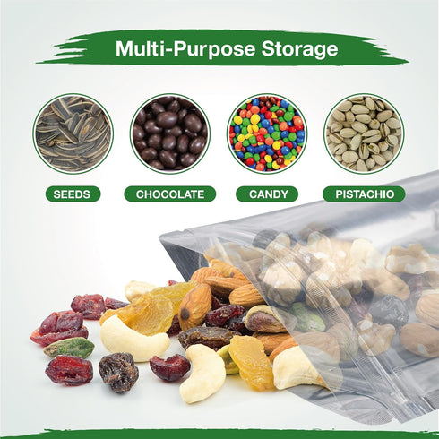 BELLE KR® 4x6 Mylar Bags for Freeze Dried Candy - Pack Of 100-7.5mil Thick - 1/2 Pint Stand Up Small Clear Mylar Bags with See Through Window for ...