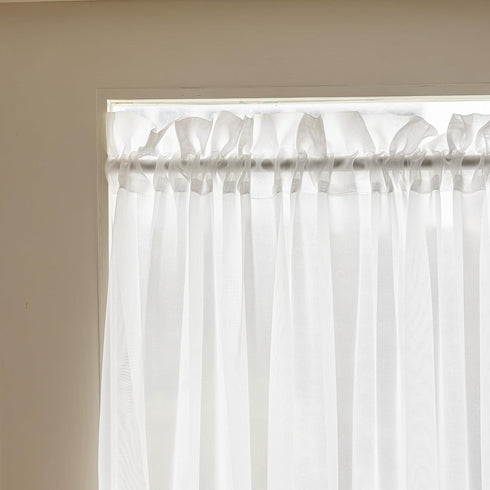 Aquazolax Rod Pocket White Sheer Curtains 72 inches Long Light Filtering Voile Curtain for French/Front Doors/Open Closet (25" Wide, 1 Panel in Wh...