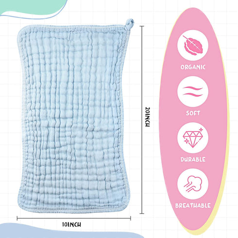 Irenare 6-Piece Large 20x10 Inch Muslin Burp Cloths - Multi-Color, Classic Pattern, Soft Cotton, Absorbent Layers, Baby Burping Cloths, Washcloths...