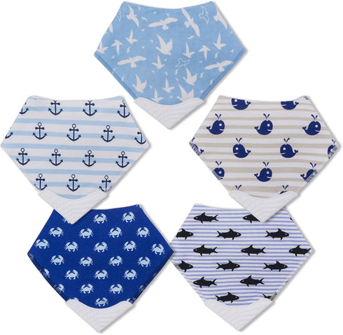 Giftty Baby Teething Bibs, Bandana Bibs with Teether, Teething Toy, BPA-Free Silicone Teether Cotton Drool Bib with Adjustable Snap for Baby Boys ...