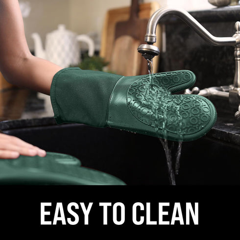 BPA-Free Silicone Oven Mitts Ultra Heat Resistant up to 500°F - Oven Mitts with Thick Cotton Liner - Long Slip Resistant Pot Holders, Flexible Ove...